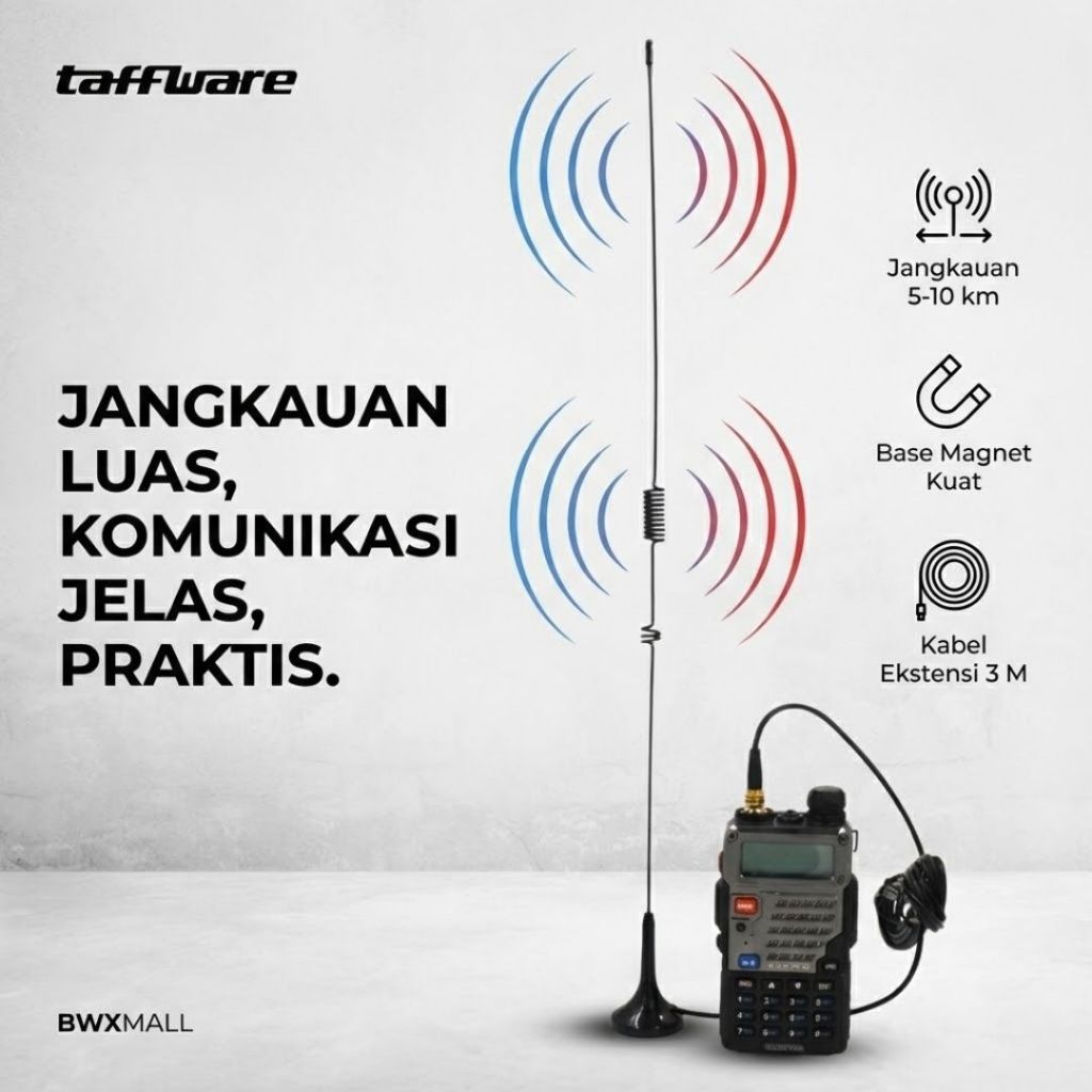 Taffware Antena HT UT-106UV Dual Band 144/430Mhz High Gain SMA Female Konektor Magnet Base Atap Mobi
