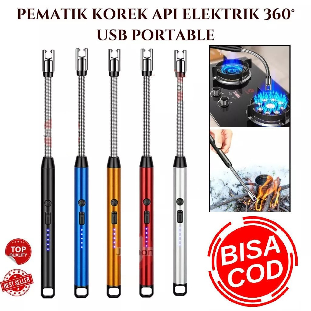(SSS)  Pemantik kompor elektrik pemantik listrik USB Windproof Pulse Lighter USB Charge Recharge