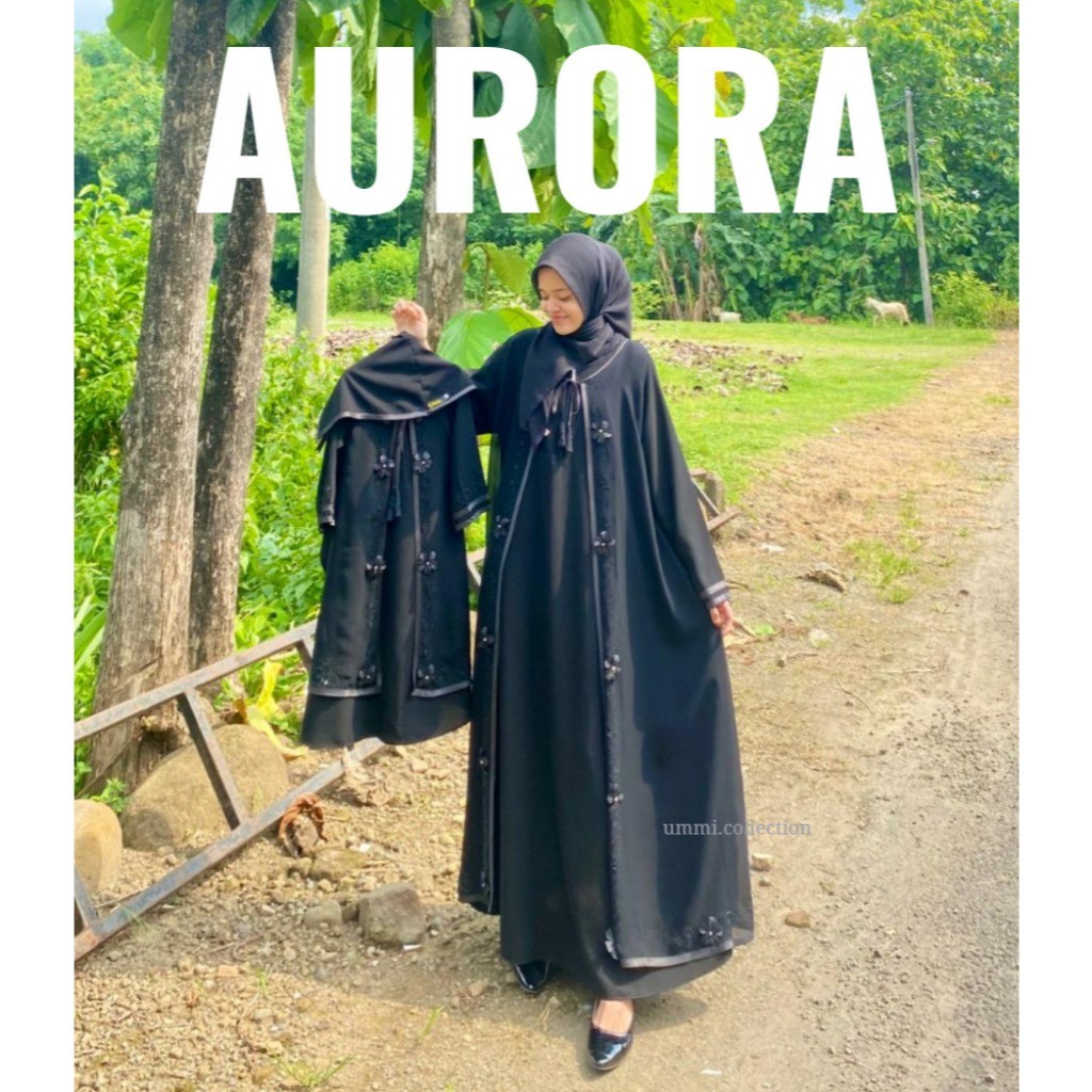 ABAYA AURORA - abaya hitam jetblack ummi collection