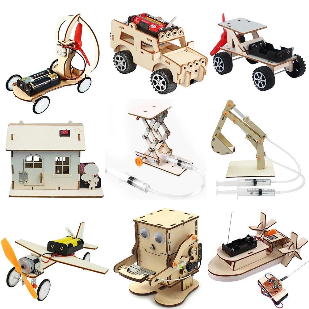 Y Science Toys ildren Educational STEM Projects Kits 3D Assemble Car Boat Model Wood Puzzle Toy Scie