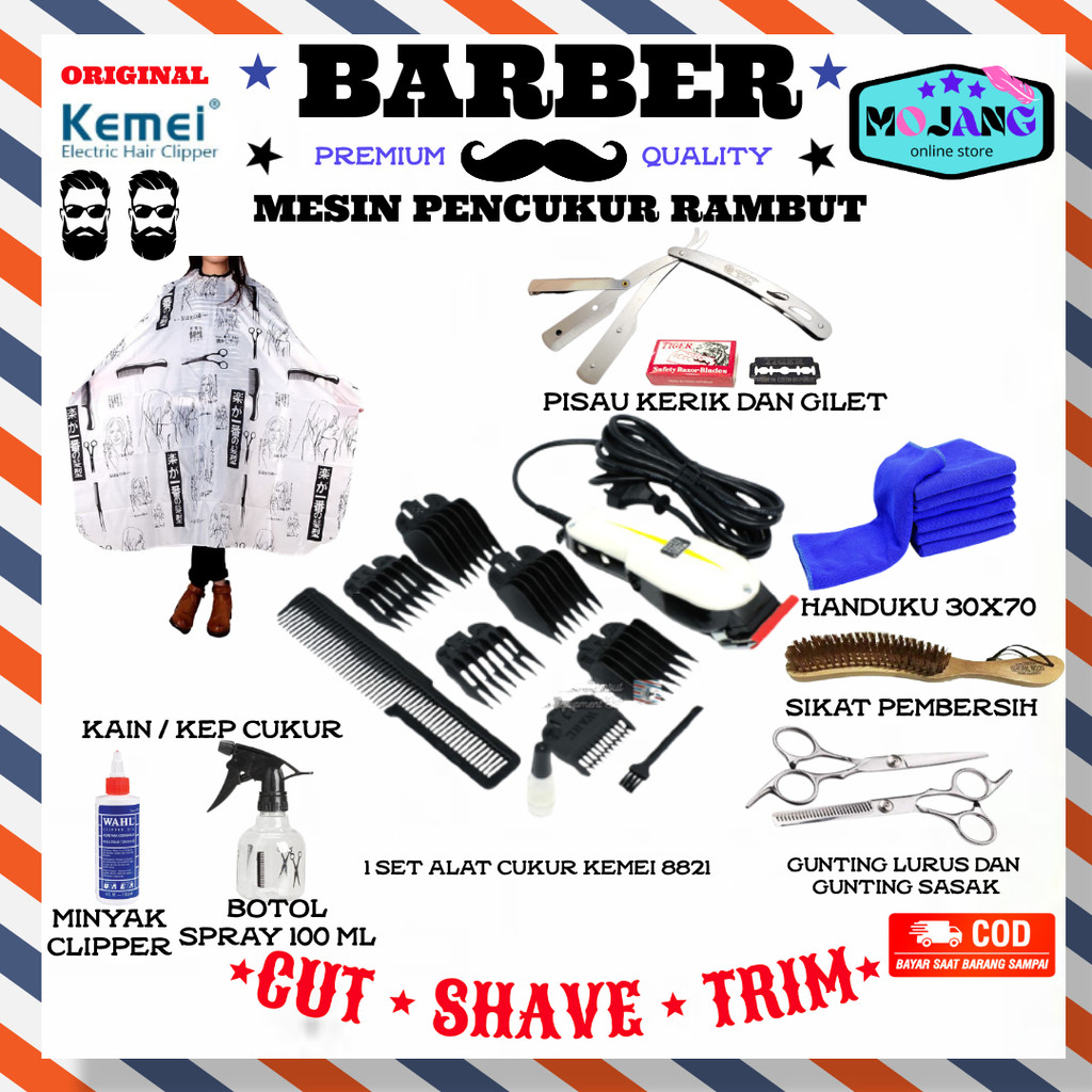 alat pangkas rambut lengkap 1 set original alat alat barbershop PROMO PAKET LENGKAP BARBERSHOP alat 