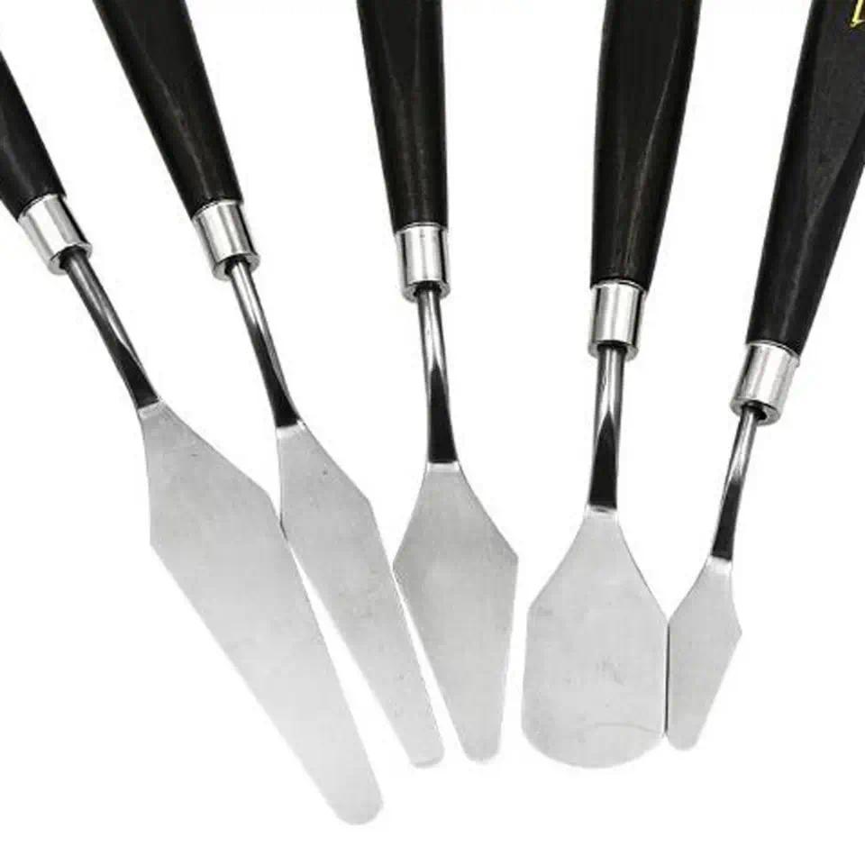 5pcs Palette Knife Pallet Knives Metal Spatulas Oil Painting Pallette Spatula Flexible Artist Palett