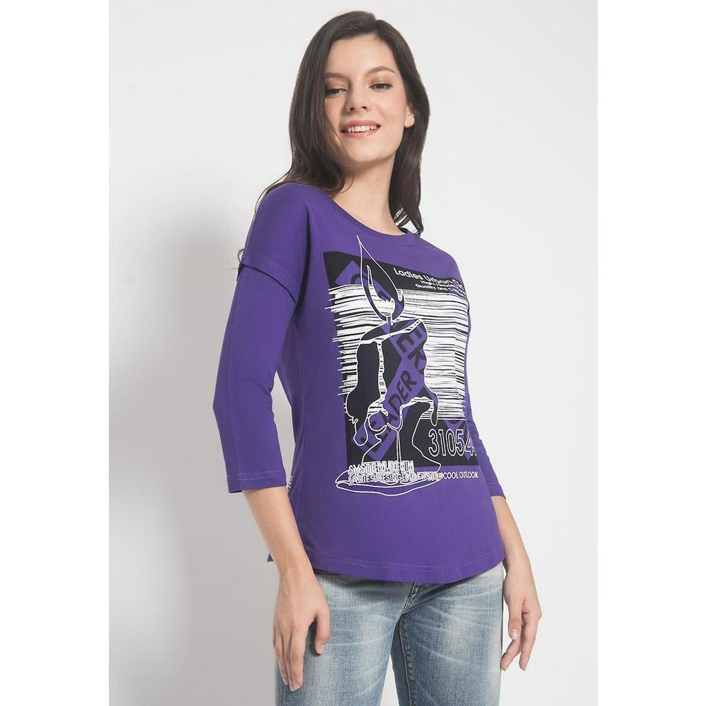 LGS - Kaos Wanita - Sablon - Ungu - Slim Fit - LTS.555.T993.086.C