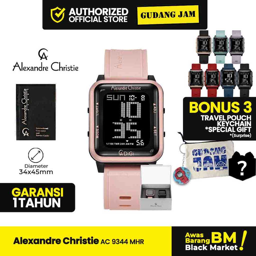 Jam Tangan Pria Alexandre Christie AC 9344 MHR Digital Rubber Strap