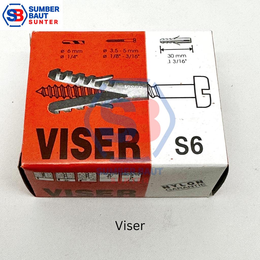 Viser S6 / Fiser S-6 Lubang Dinding 6mm isi 100 pcs
