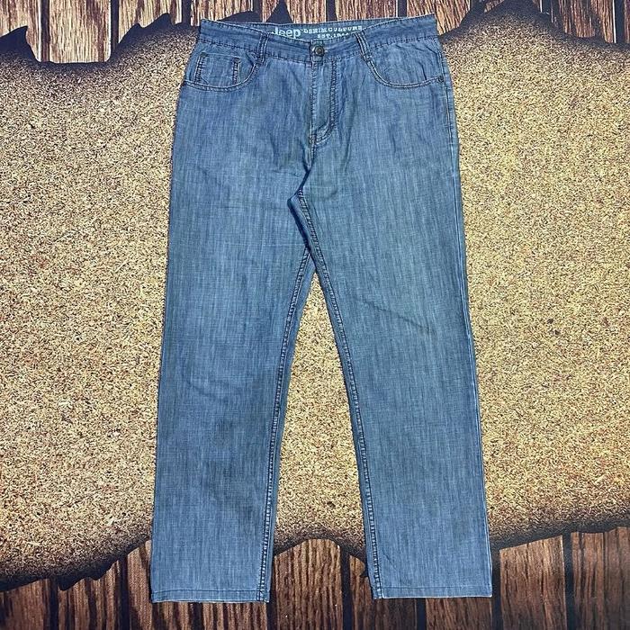 celana jeans panjang pria JEEP WOLRD DENIM CULTURE light blue washed denim casual bagus murah size 3