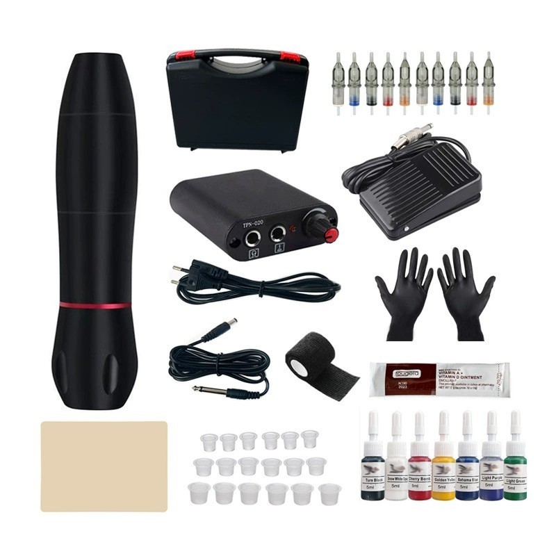 Mesin Tattoo Rotary Pen Full Set Elektrik Makeup Tattoo Machine