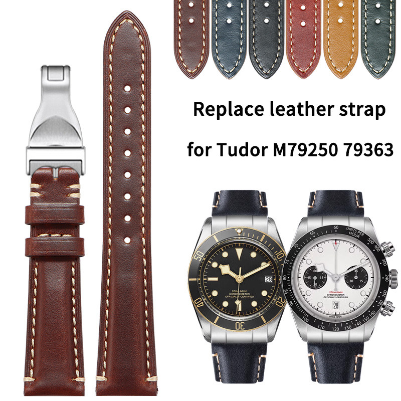 For Tudor BLACK BAYM 79250 79363 79830 vintage cowhide watch strap 22x18mm belt Men's bracelet Repla