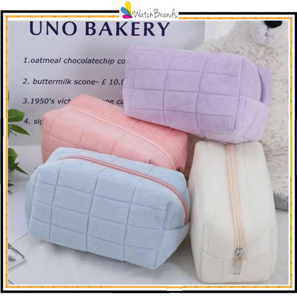 WBS Kotak Pensil Make Up Pouch Pillow Korea Kotak Pensil Sleting Velvet Aesthetic TF112