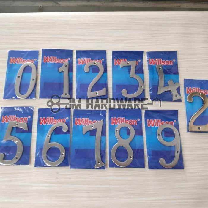 Nomor/nomer rumah, angka rumah, huruf rumah stainless steel, kuningan - Stainless steel