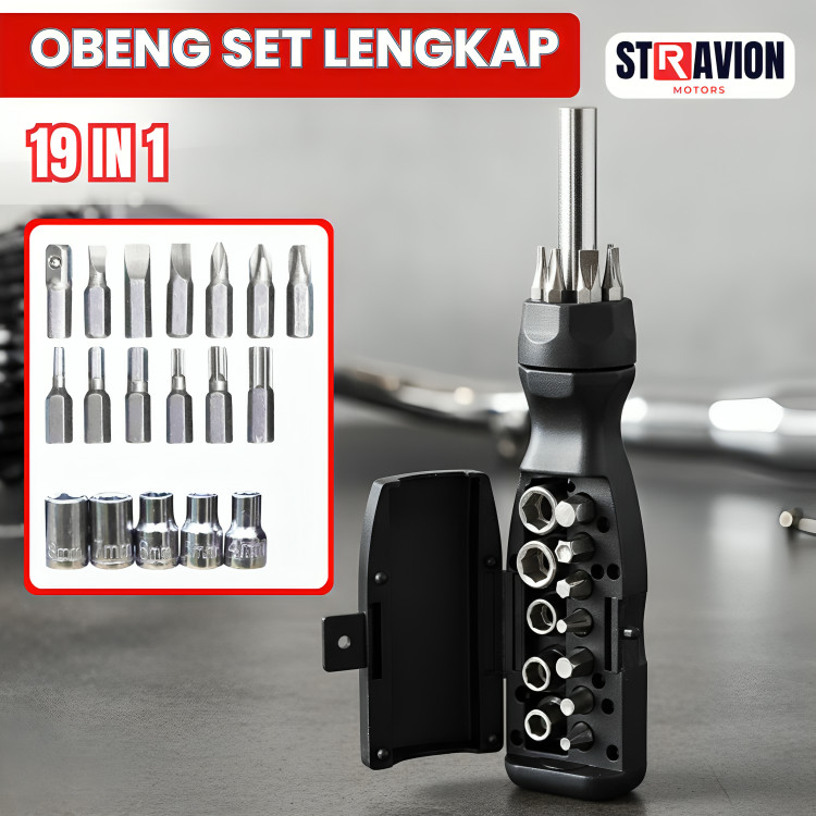 Obeng Set Lengkap 19 In 1 Obeng Plus Minus Screwdriver Mata Obeng Set Kecil Lengkap