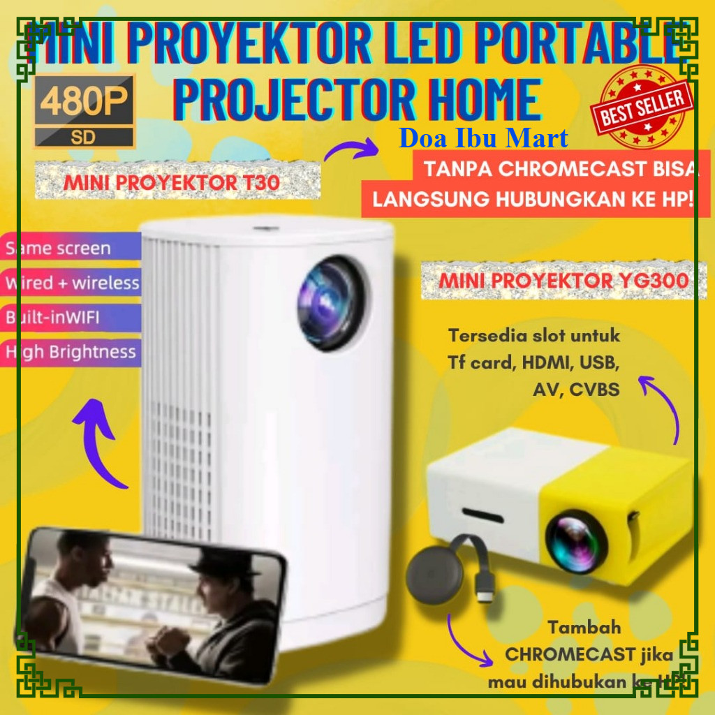 Mini Proyektor YG 300 LCD Portable Projector Home