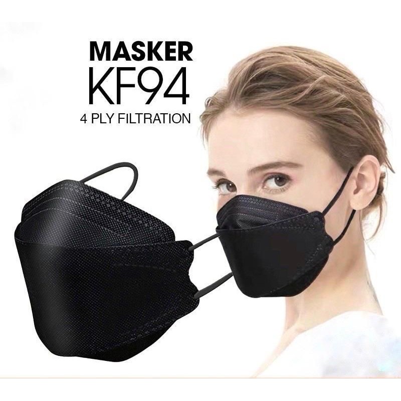 Masker KF94 KF 94 Orlee 4ply earloop isi 10 hitam putih mask lembut