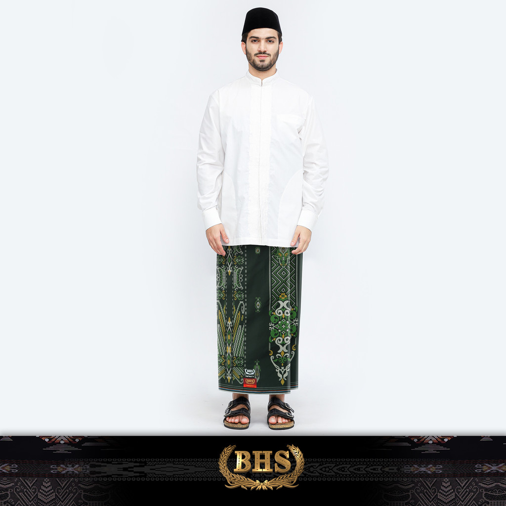 Sarung BHS Infinity Gold Motif V32 EKC Hijau Tua