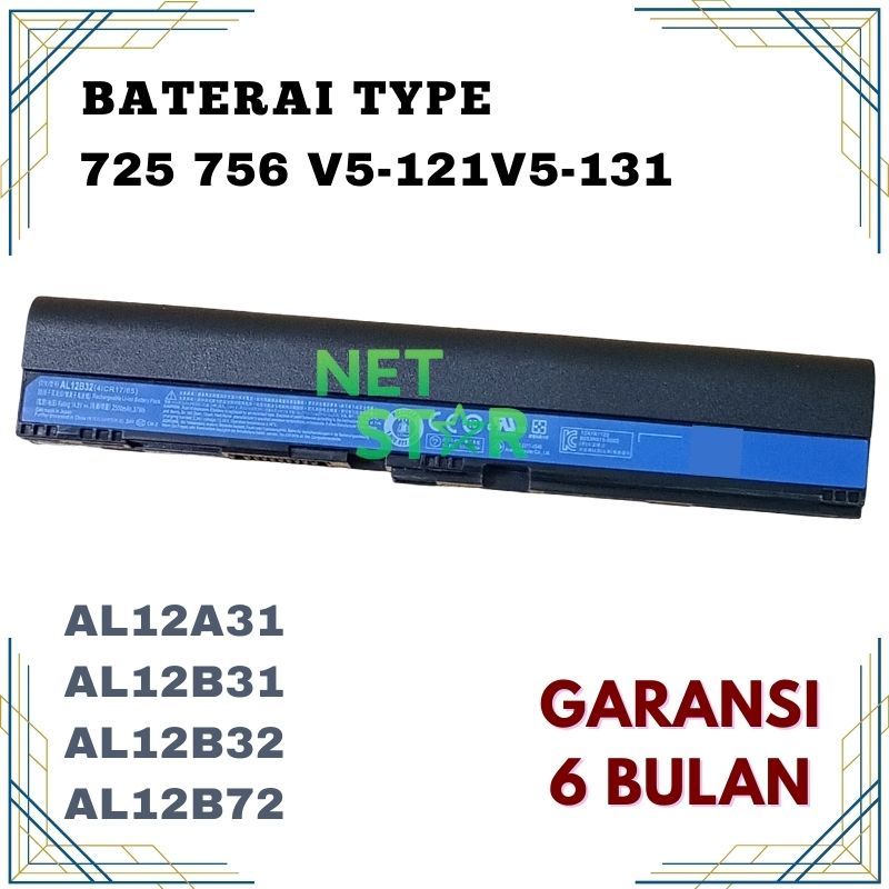 Baterai For Acer 725 756 AL12A31 AL12B31 AL12B32 AL12X32 AL12B72 -NS