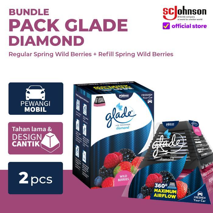 (BUNDLE PACK) Glade Diamond - Glade Diamond Reguler + Glade Diamond Refill - Pengharum Mobil - Glade