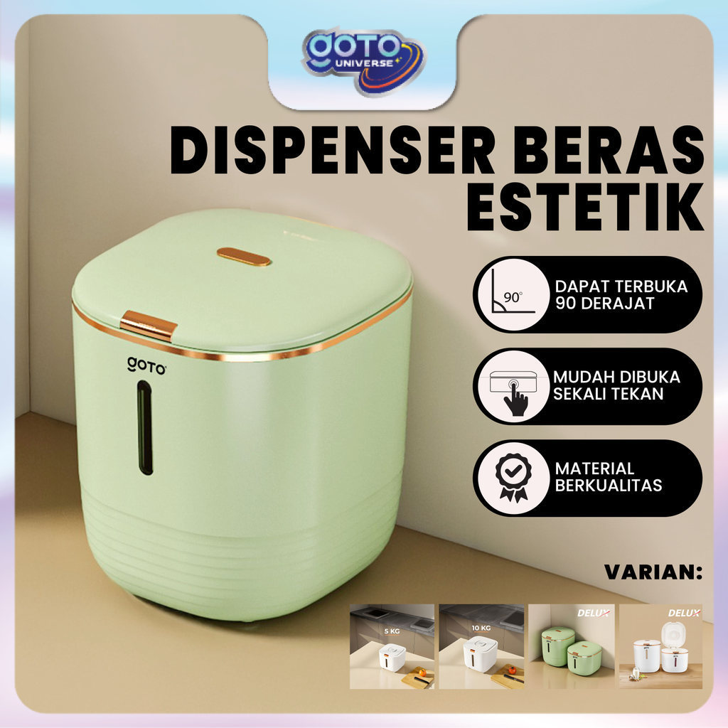 Goto Suki Dispenser Tempat Penyimpanan Wadah Beras 10 5 Kg Aesthetic
