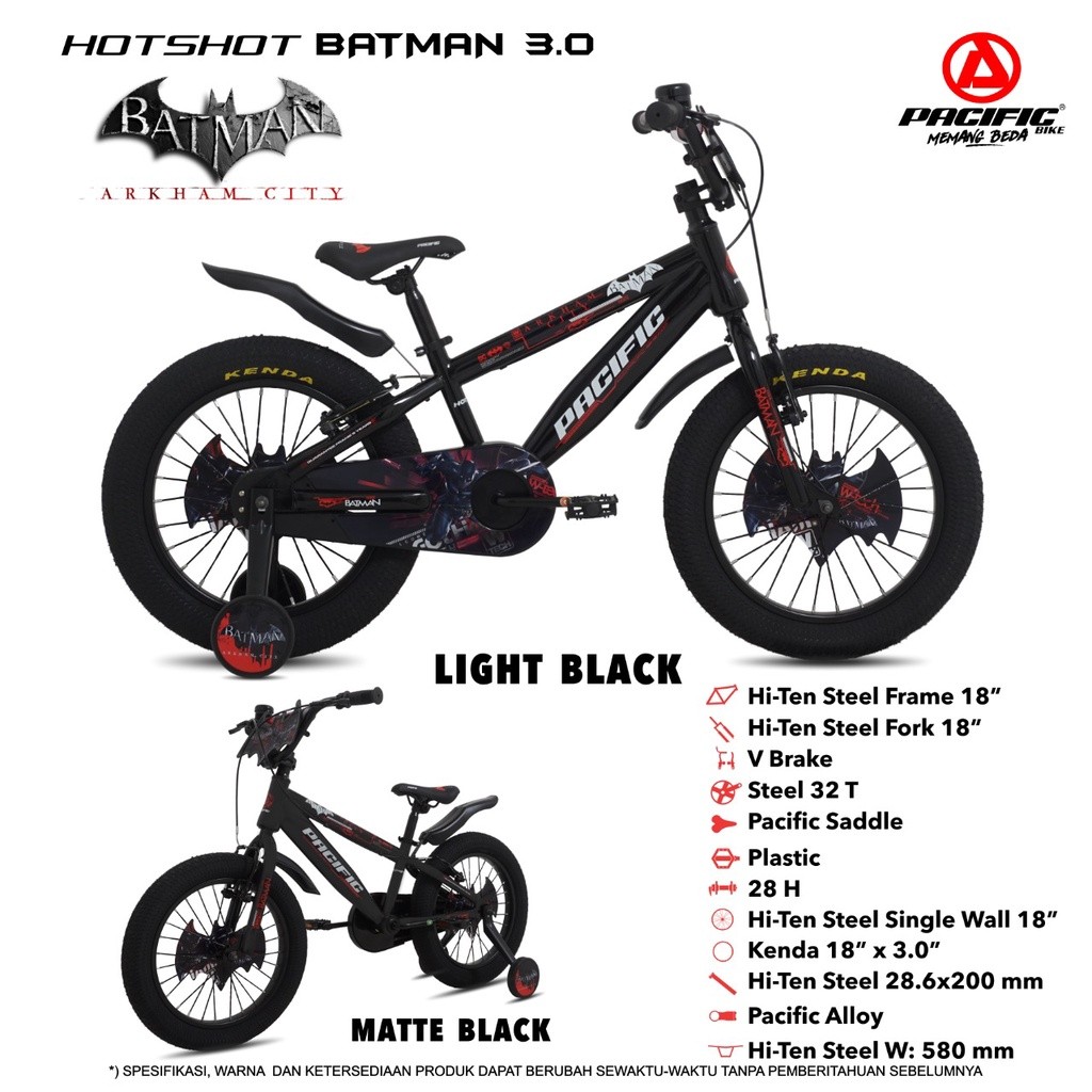 Sepeda BMX Anak Laki-Laki 18 Inch Pacific Hotshot Batman Ban 3.0