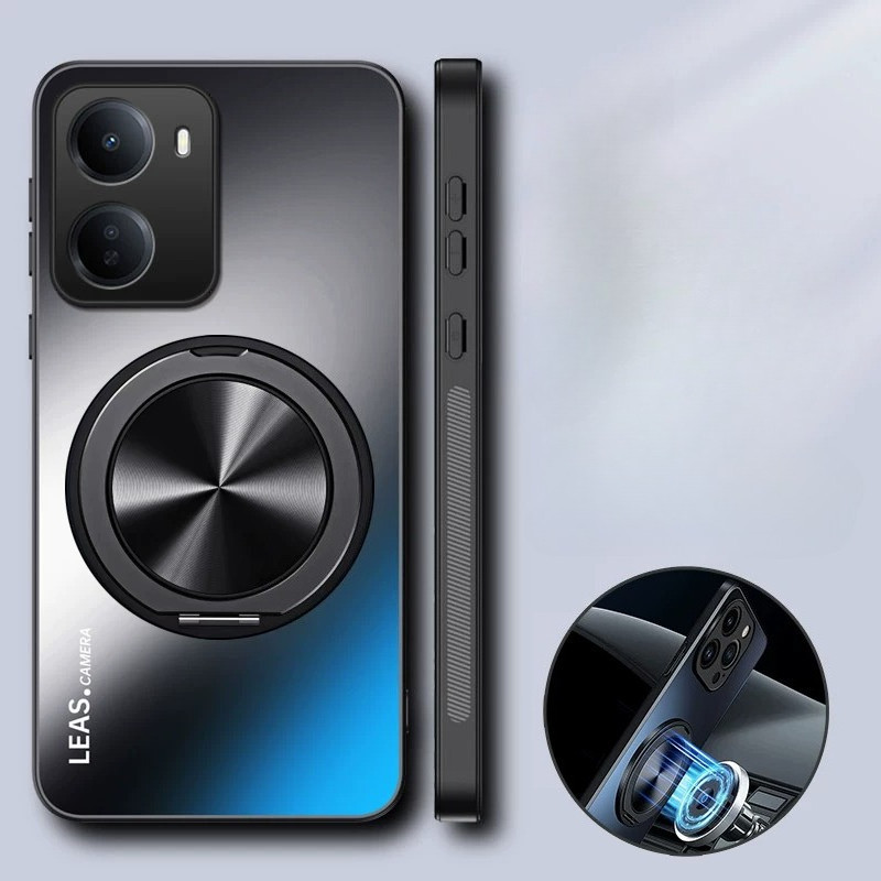 Untuk Redmi 15A Casing AG Buram Cincin Matte Keras Penyangga Penutup Belakang Pelindung Magnetik unt