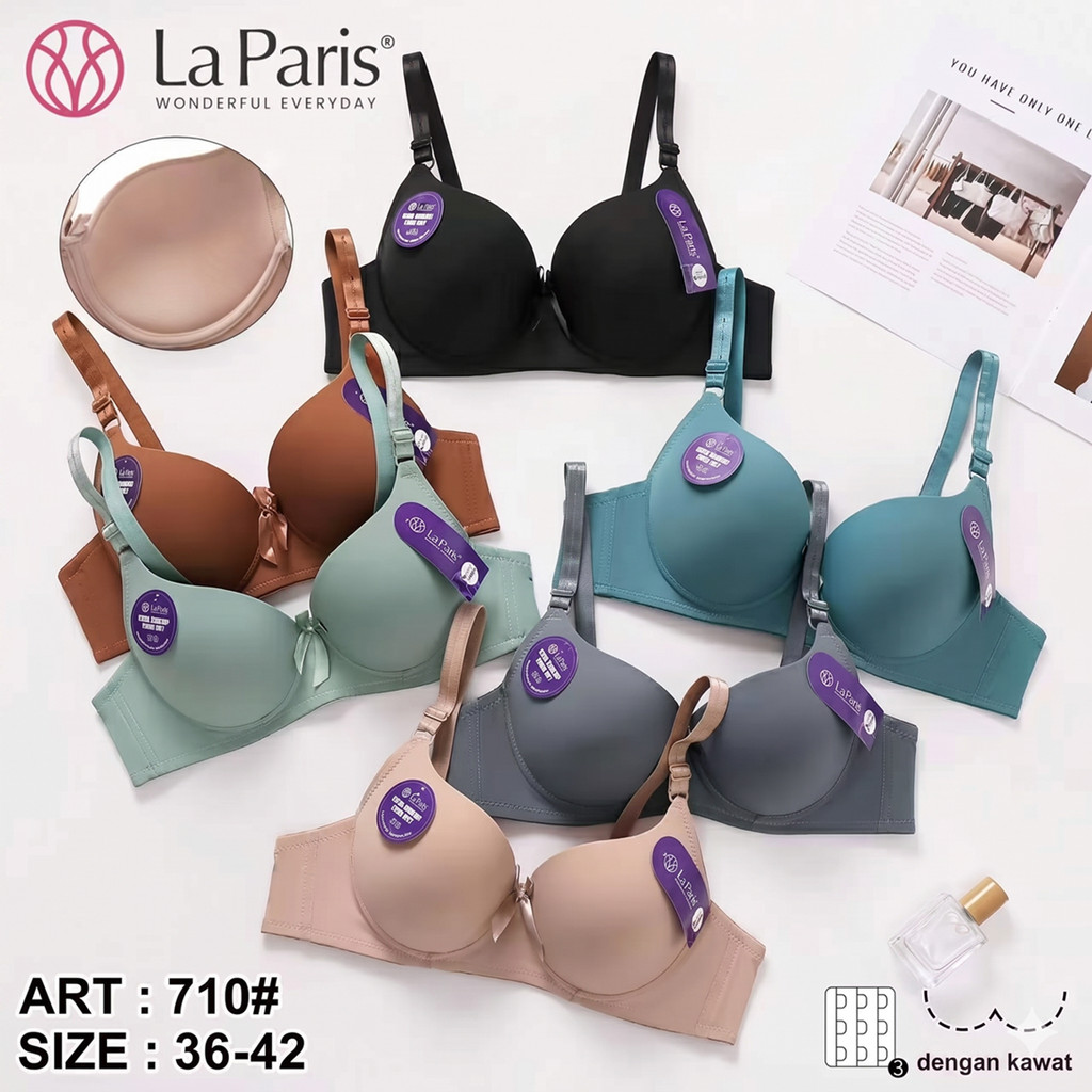 BH LA PARIS Bra Wanita Dewasa Cup B Besar Kait 3 Dengan Kawat Size 36 - 42 La Paris Art 705 710