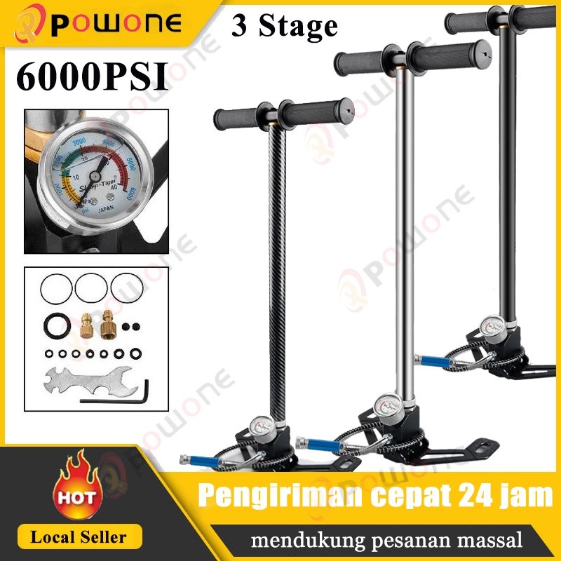 Powone 3 Stage 6000PSI 4500PSI PCP Pump Pressure Gauge Untuk Ban Kayak Bola Tiup Senapan Angin Mengi
