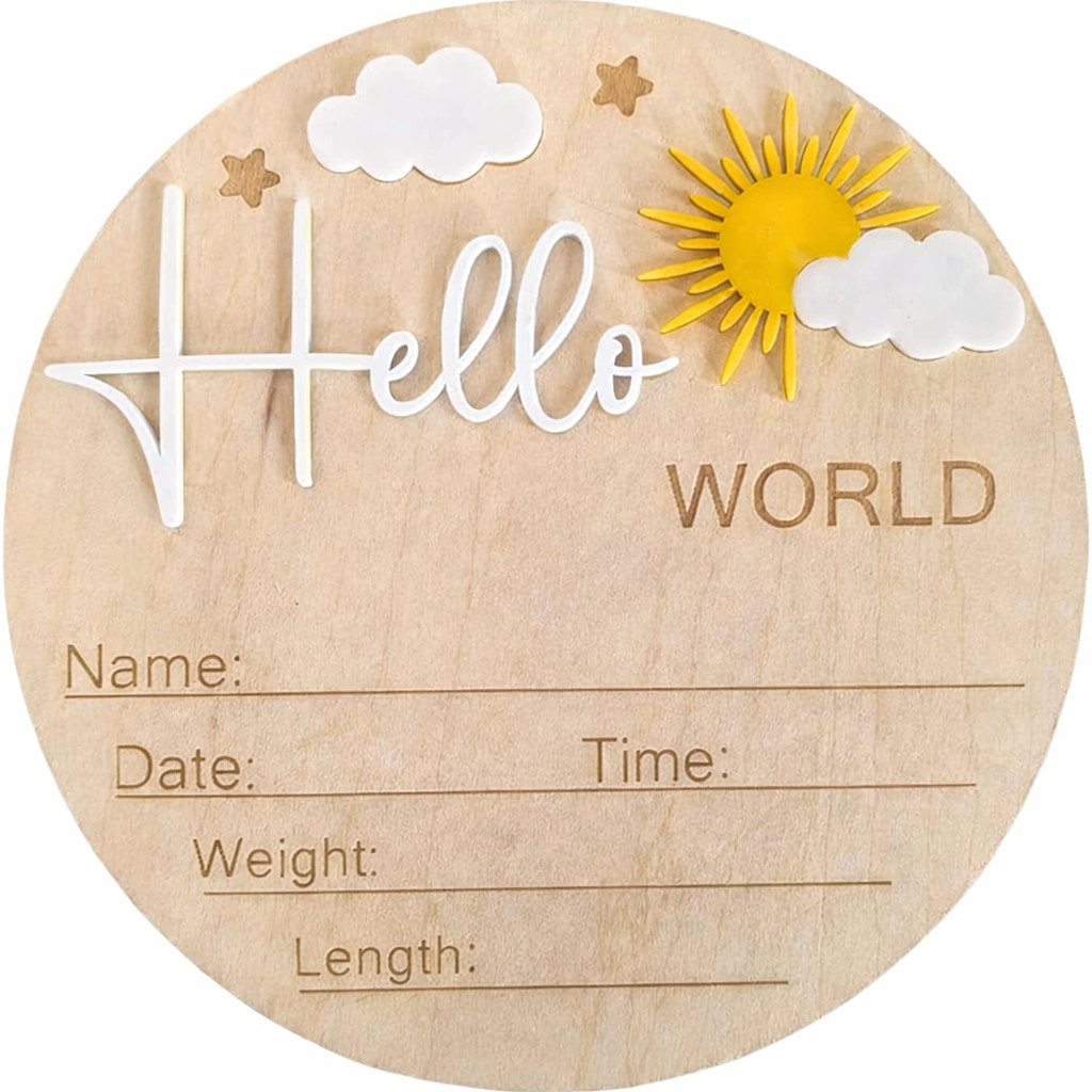 Papan Nama Bayi Newborn aesthetic kayu Bulat