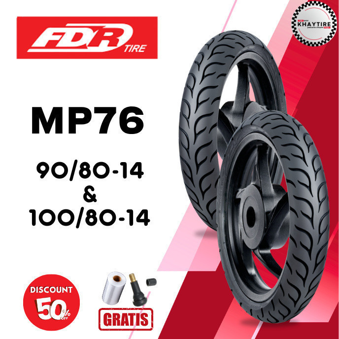 SEPASANG Ban Motor FDR SPORT MP76 90/80 & 100/80 RING 14 Tubeless