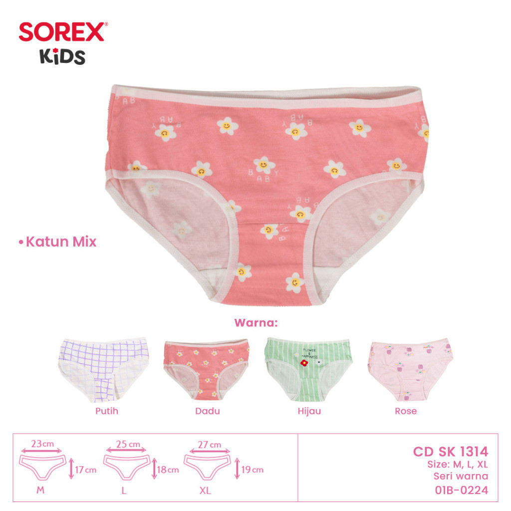 GROSIR 1 LUSIN Sorex Kids Celana dalam Anak Perempuan Flowers CD SK 1314