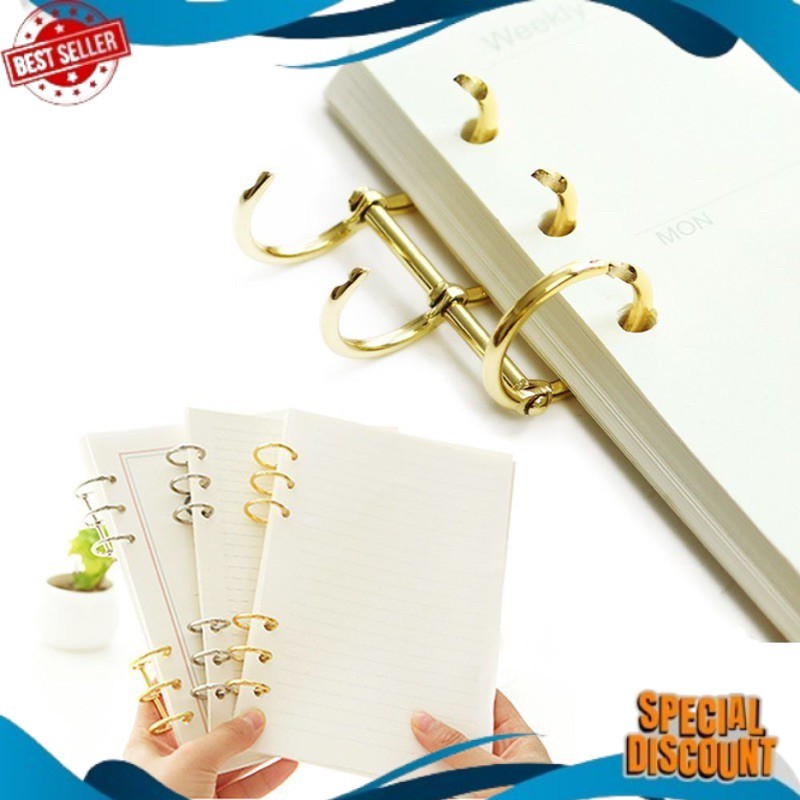 3 holes ring binder buku / scrapbook / album bahan metal warna gold / silver BEST PRODUK 