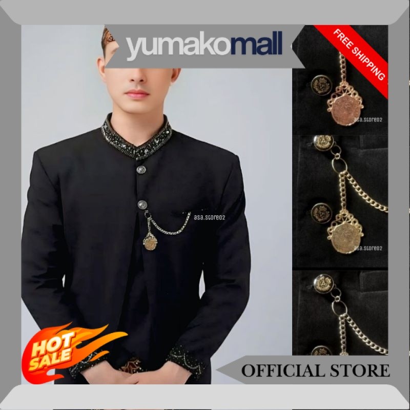 Bros Beskap Pria Jawa Sunda Betawi/Bros Rantai Jas/Bros Cowok/Bros Baju Adat Laki Laki/Baju Adat Per