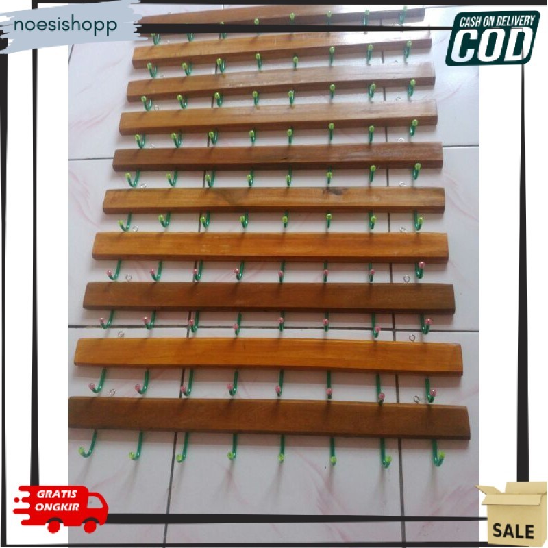 best seller Kapstok Gantungan Baju Dinding Tempel Murah / gantungan baju bahan kayu isi 8 NSP