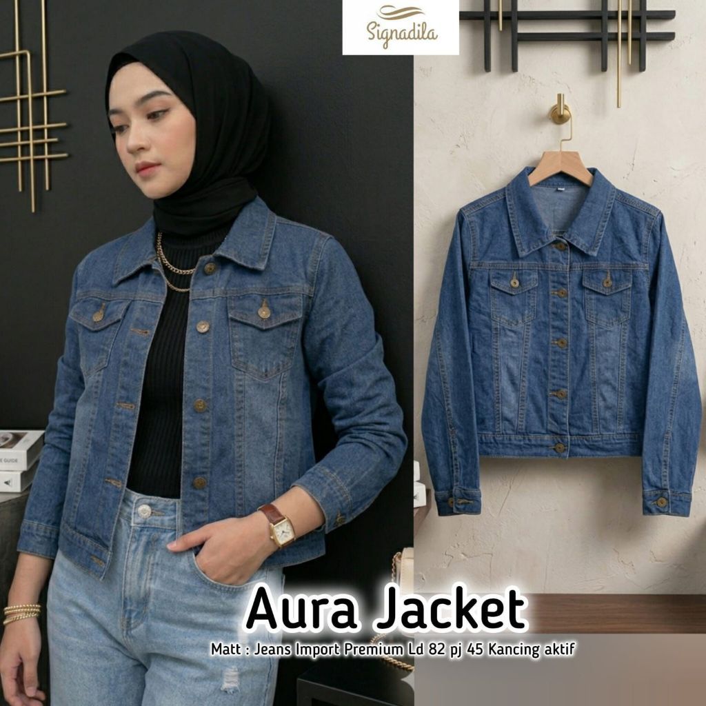 Aura Jaket Jeans Wanita Terbaru 2026 Motif Keren Bahan Adem Nyaman Di Pakai / Jaket Casual Wanita Tr