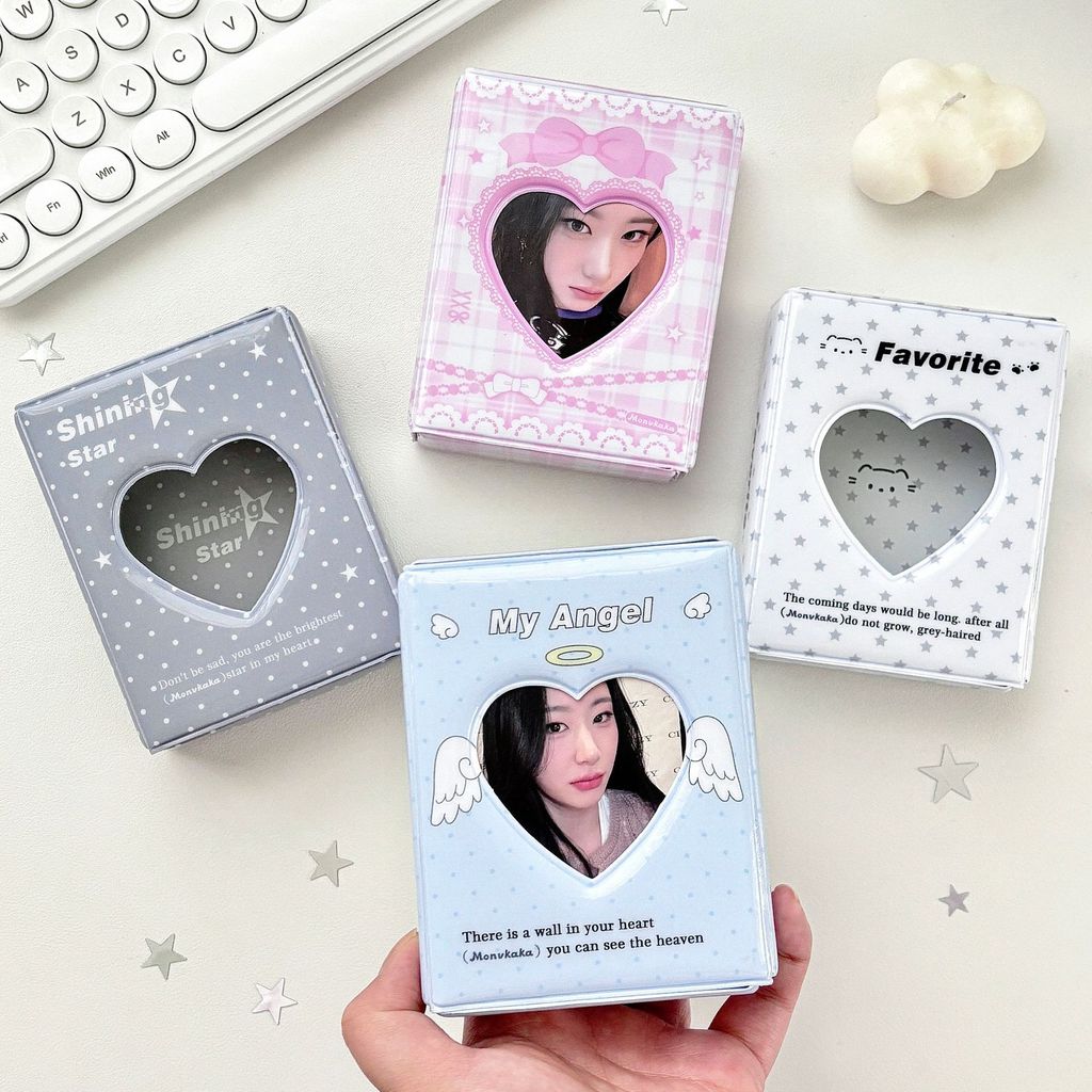 INS Korean Fashion Love Heart Photo Storage Card Box Cute Girls Polaroid Idol Card Display Card Hold