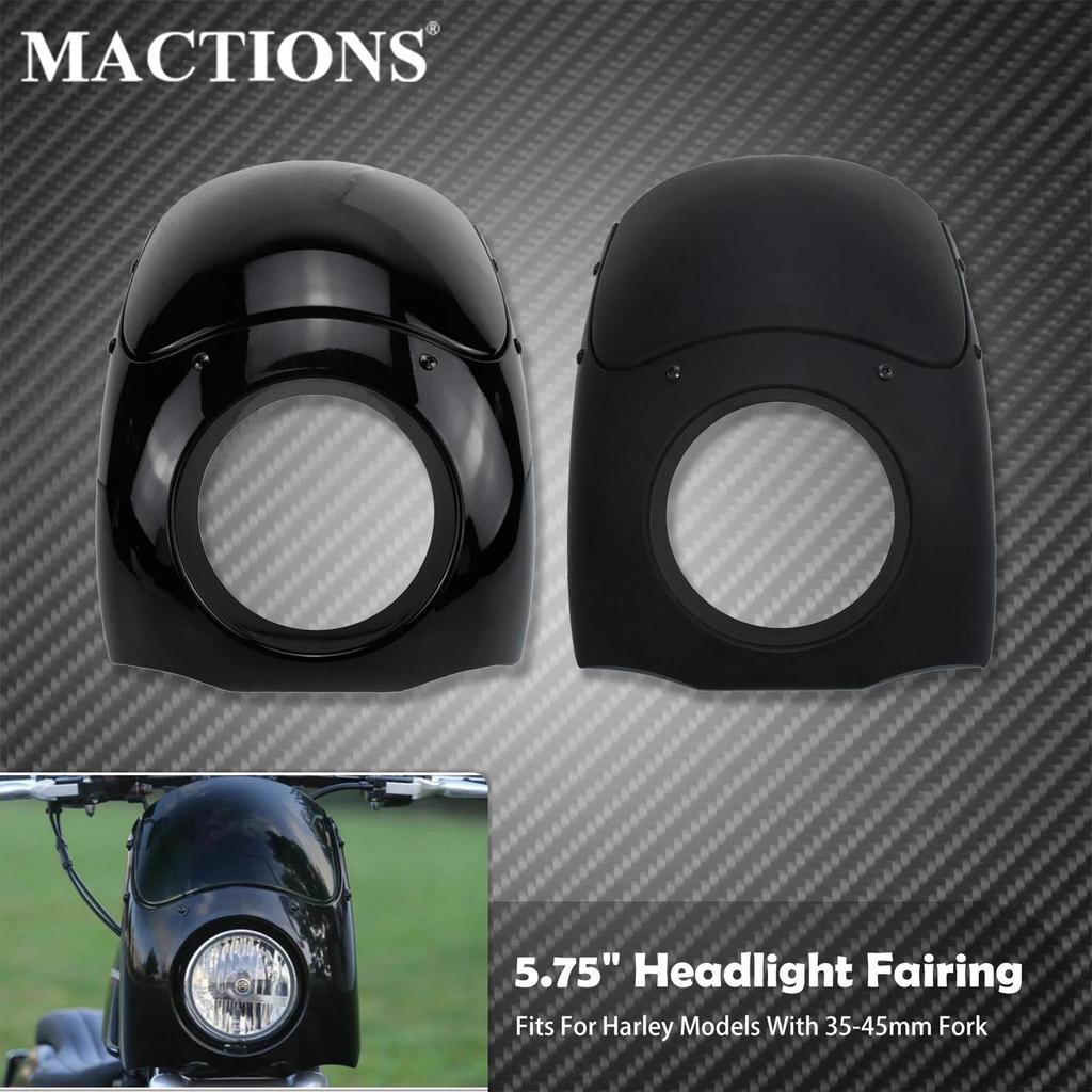 Motorcycle 5.75" Headlight Fairing Headlamp Windshield With 35-49MM Fairing Fork Mount For Harley Sp
