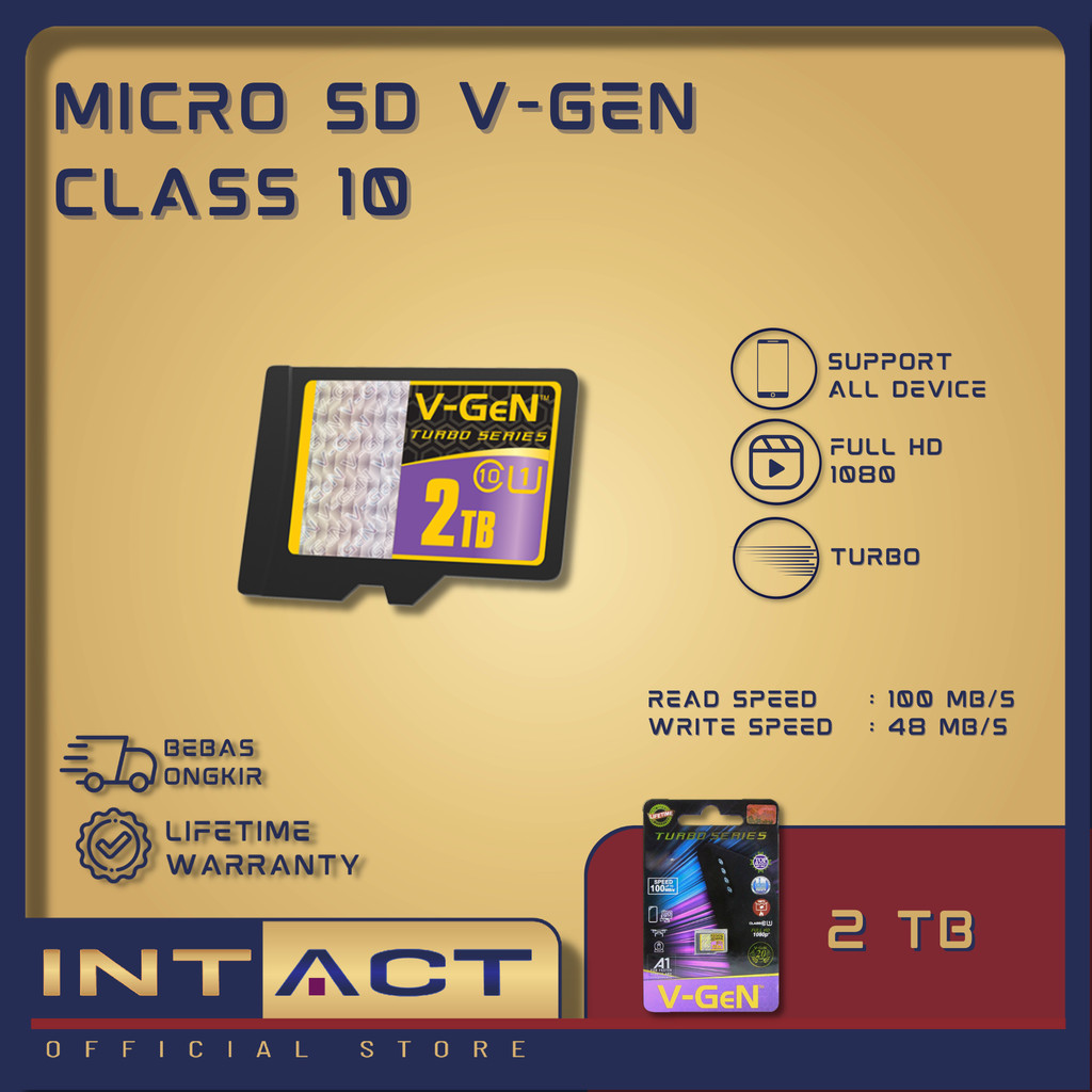 MicroSD V-GeN Turbo 2TB Class 10 Memory Card Micro SD VGEN