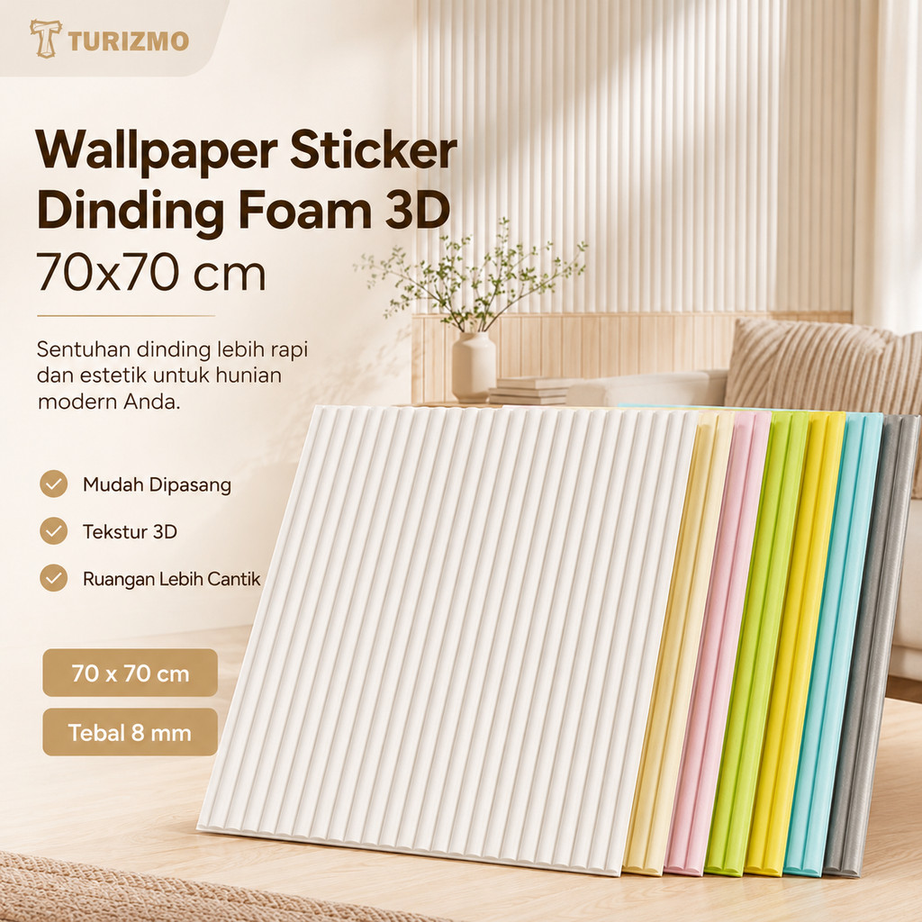 Wallpaper Sticker Dinding Foam 3D 70x70 cm Motif Dekorasi Ruangan Premium Panel Dinding Plafon Anti 