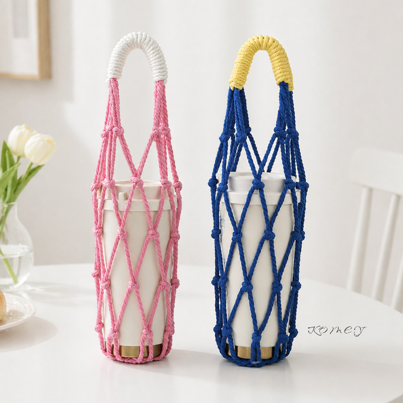 Sarung Pelindung Botol Minum Rajut/Tahan Lama/ Tas Anyaman Cangkir Air Portabel komey