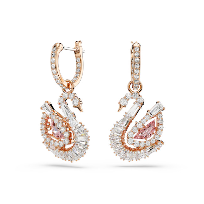 Swarovski - Swan drop earrings, Pavé, Swan, Pink