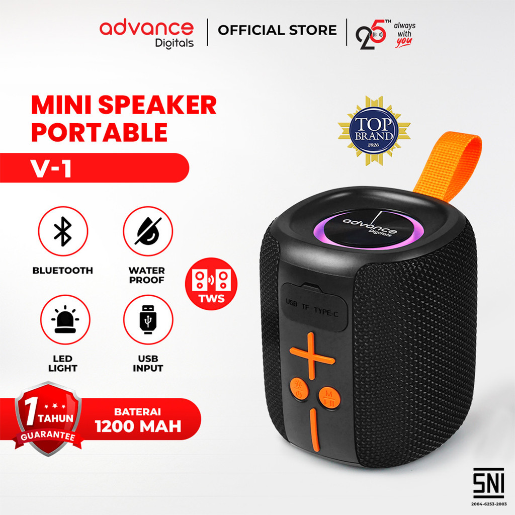Speaker Advance Mini Portable Bluetooth V1 Black/Speaker MINI ADVANCE SERI V1 Garansi 1 Tahun Speake