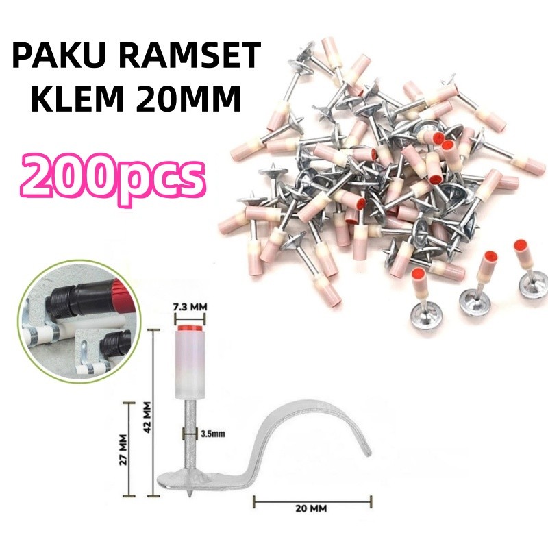 200PCS Paku Ramset 7.3mm Beton Mini Ramset paku mini nail Fastening gun paku beton t-rex Paku Beton 