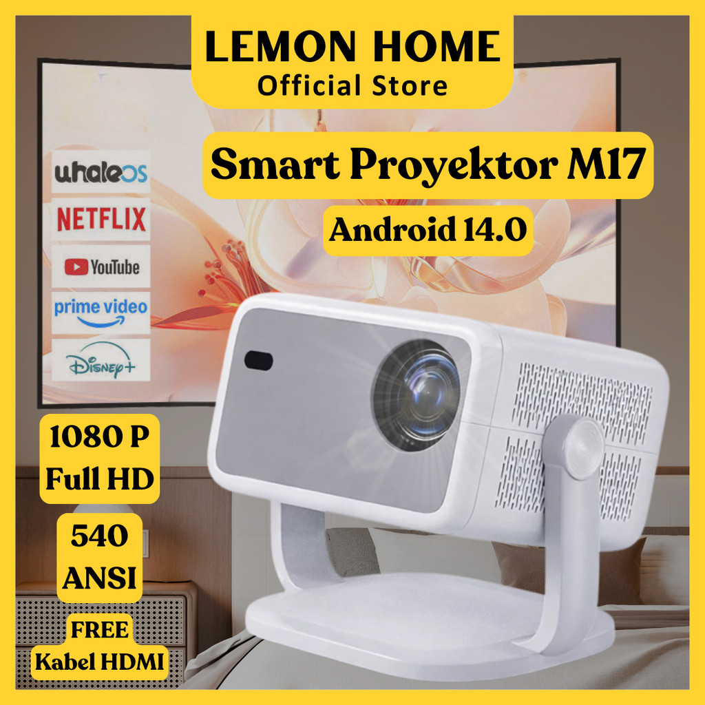 Lemon Home [Garansi 1 Tahun] Smart Projector Zenisky M17 LCD TV - Proyektor Pintar - 1080P Full HD -