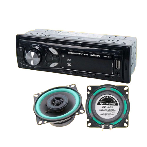 Paket Tape Mobil Original Taffware S211L dengan Speaker Roadstar 4inch Two Way 2pcs/Bluetooth Car Au