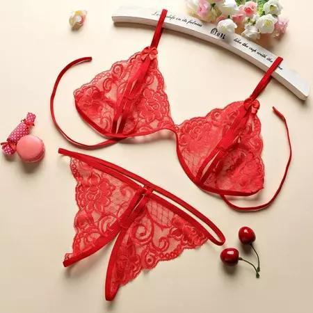 Set Bra Lingerie Sexy Celana Dalam Model Bahan Lace Transparan
