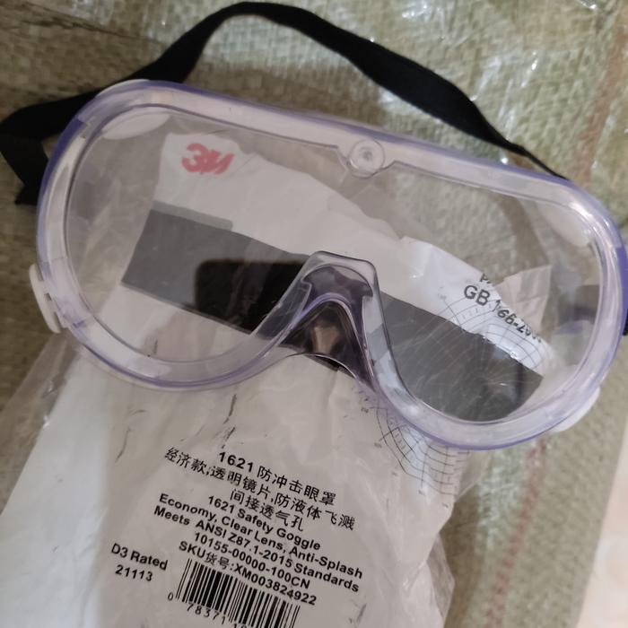 SAFETY GOOGLE 3M 1621 AF / Kacamata Google Lab | Anti-Fog Clear Lens - 1621