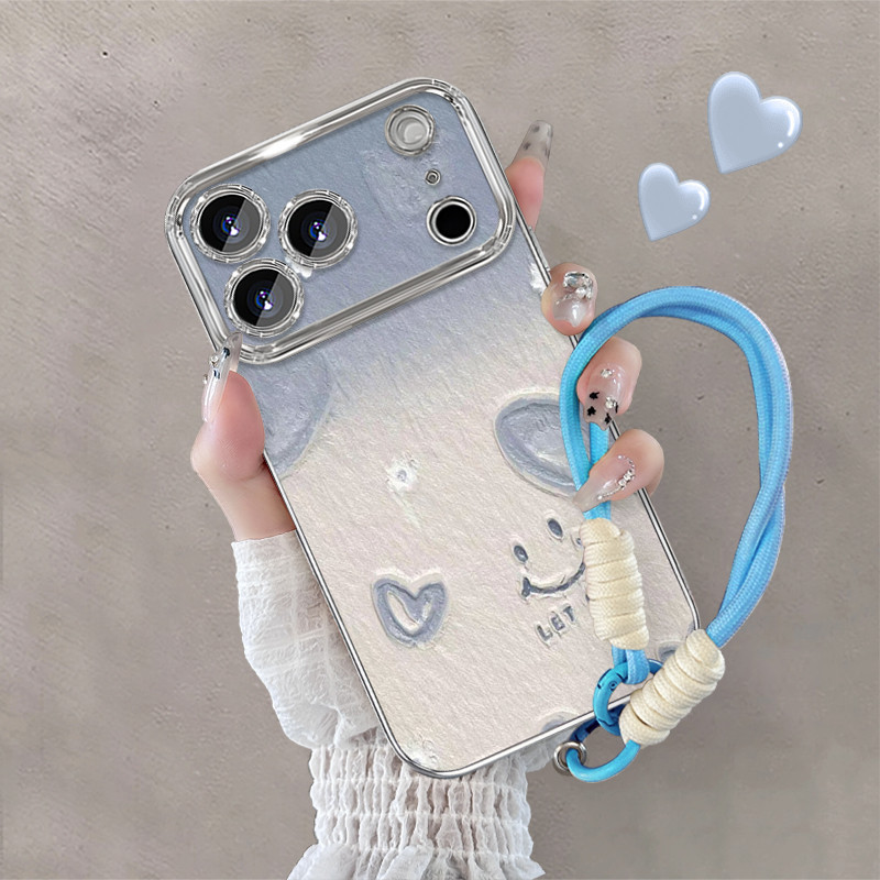 Casing ponsel dengan skema warna biru dan putih yang lembut, Cocok untuk iPhone 15 14 13 12 11 Pro M