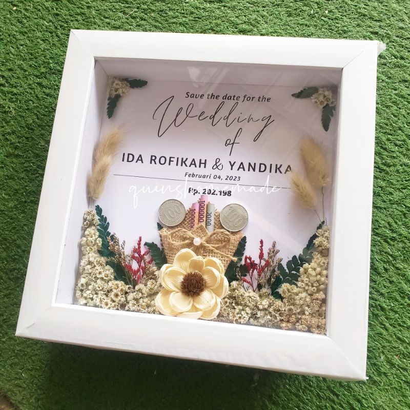 BINGKAI MAHAR PERNIKAHAN CUSTOM /MAHAR IN FLOWER FRAME 3D CUSTOM/ FRAME MAHAR