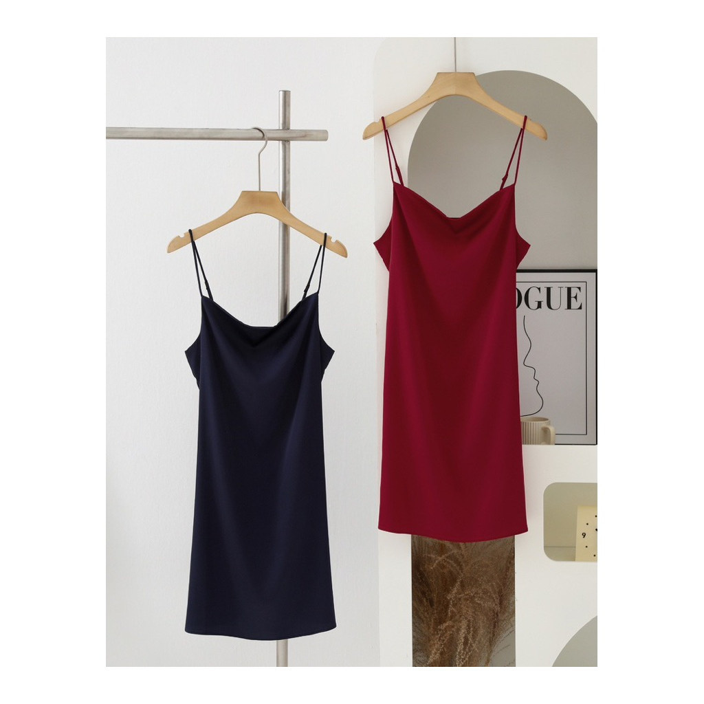 Original Diane Sally Dress Lingerie Satin Sutra Lembut Simple Elgant | Baju Tidur Sexy Ice Silk Slee