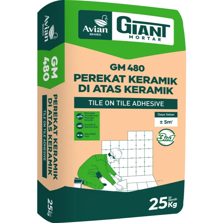 MU 480 Mortar Utama MU 480 Perekat Keramik Diatas Keramik 25kg GIANT