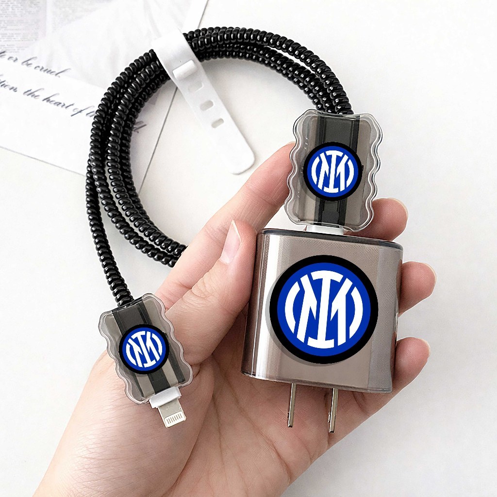 Pelindung Charger Hitam Lurus & pelindung kabel Gambar Club Bola Cocok Untuk Charger iPhone , Xiaomi