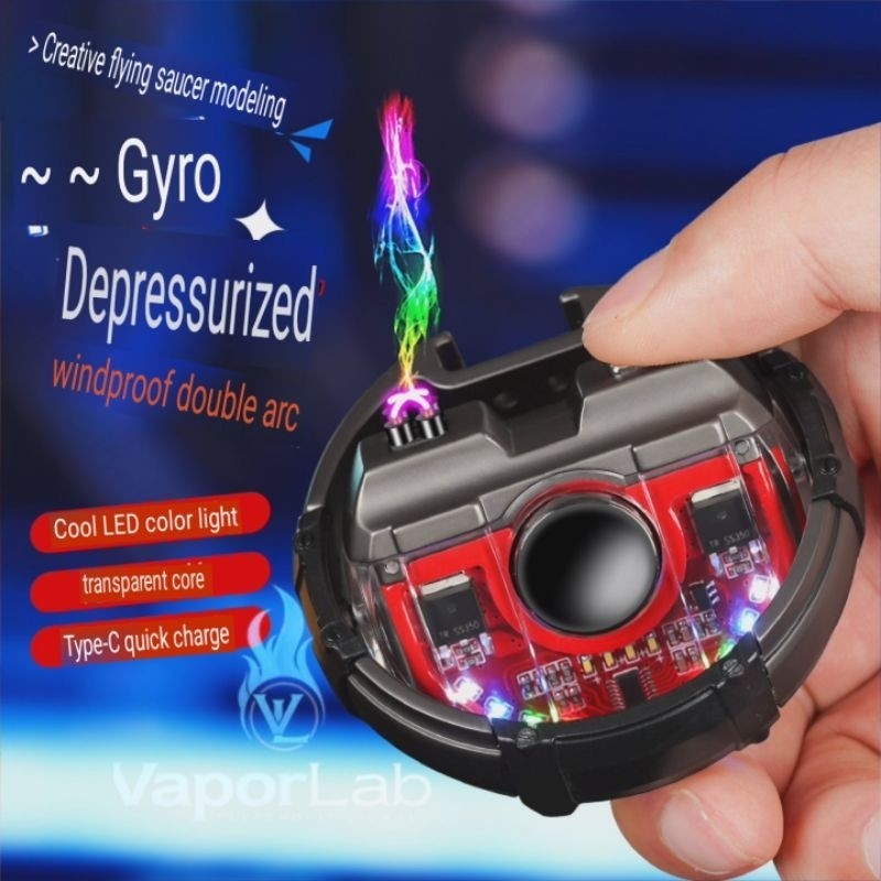 korek api metal usb charging elektrik spinner gyro plasma arc led electric lighter model ufo || Anis